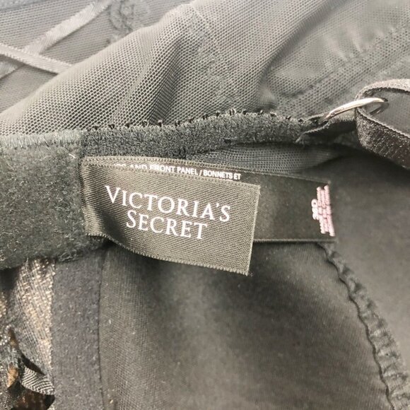 Victoria's Secret Sheer Mesh and Lace Rhinestone Teddy Slip. Size 36D - Picture 6 of 9